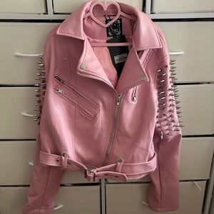 killstar pink faux leather jacket